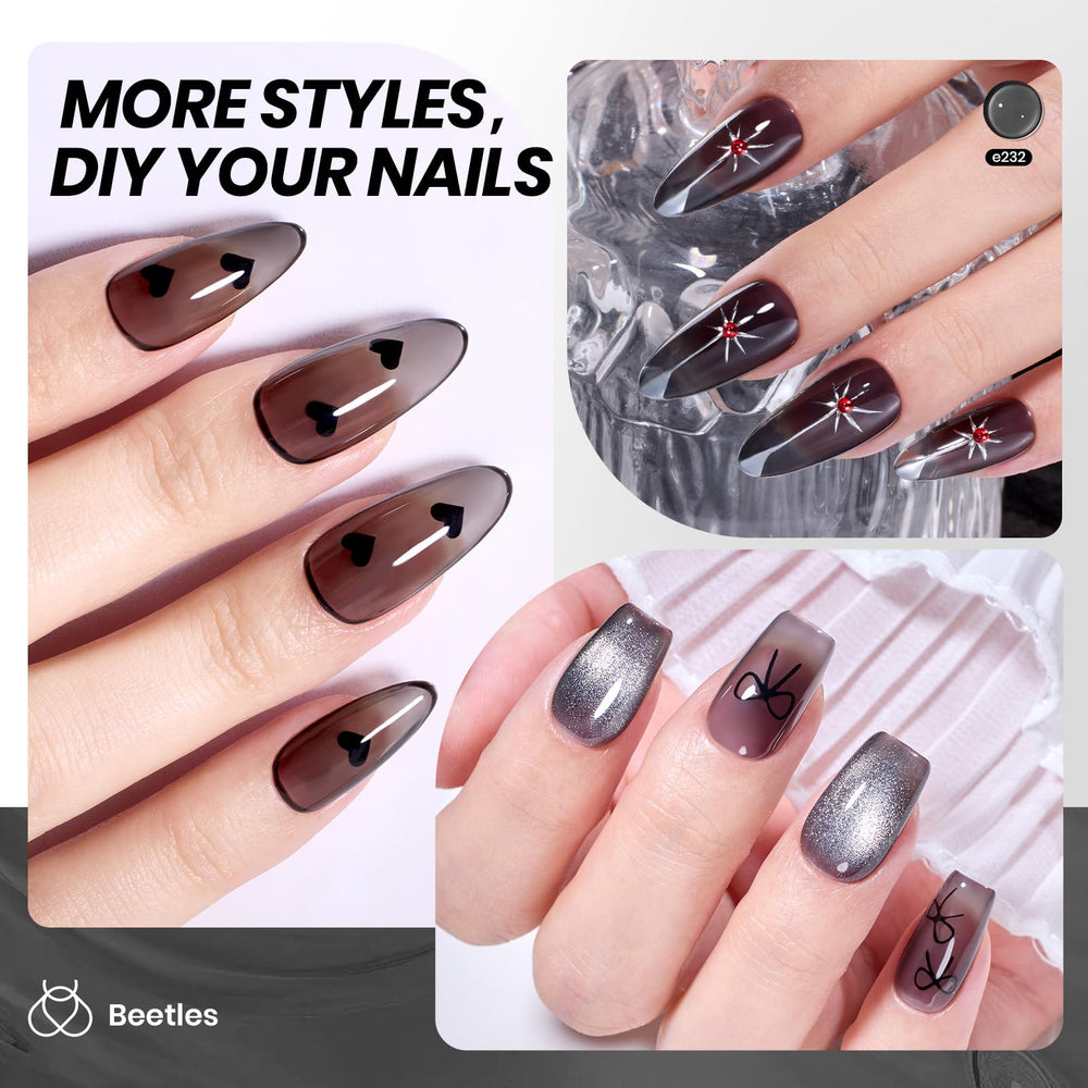 Beetles Gel Negro Jelly, brillo duradero para uso diario y ocasiones especiales.