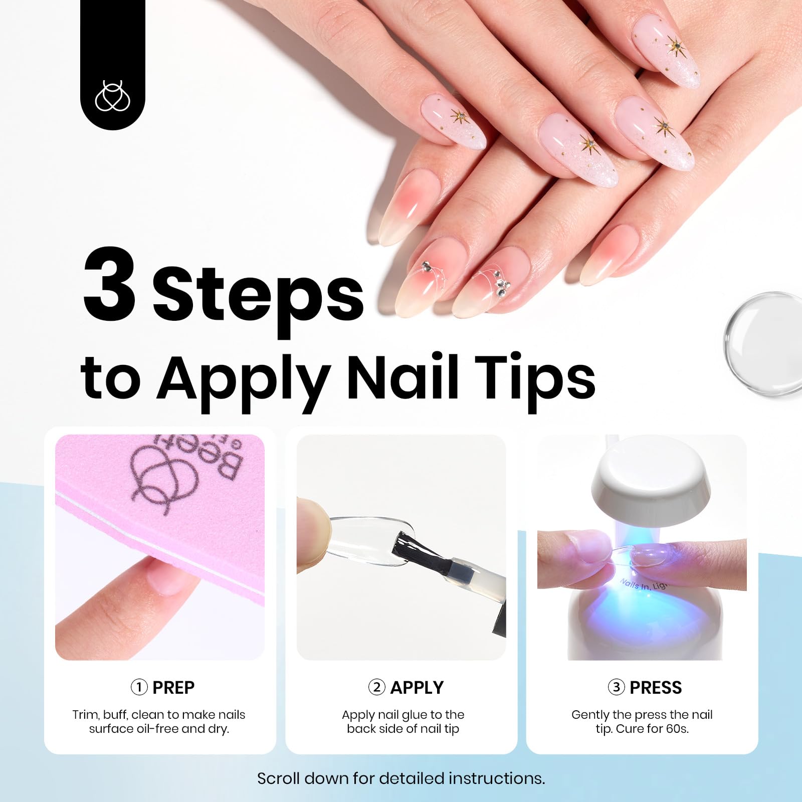 Beetles Gel Polish 9-en-1: acabado tipo vidrio para uñas brillantes