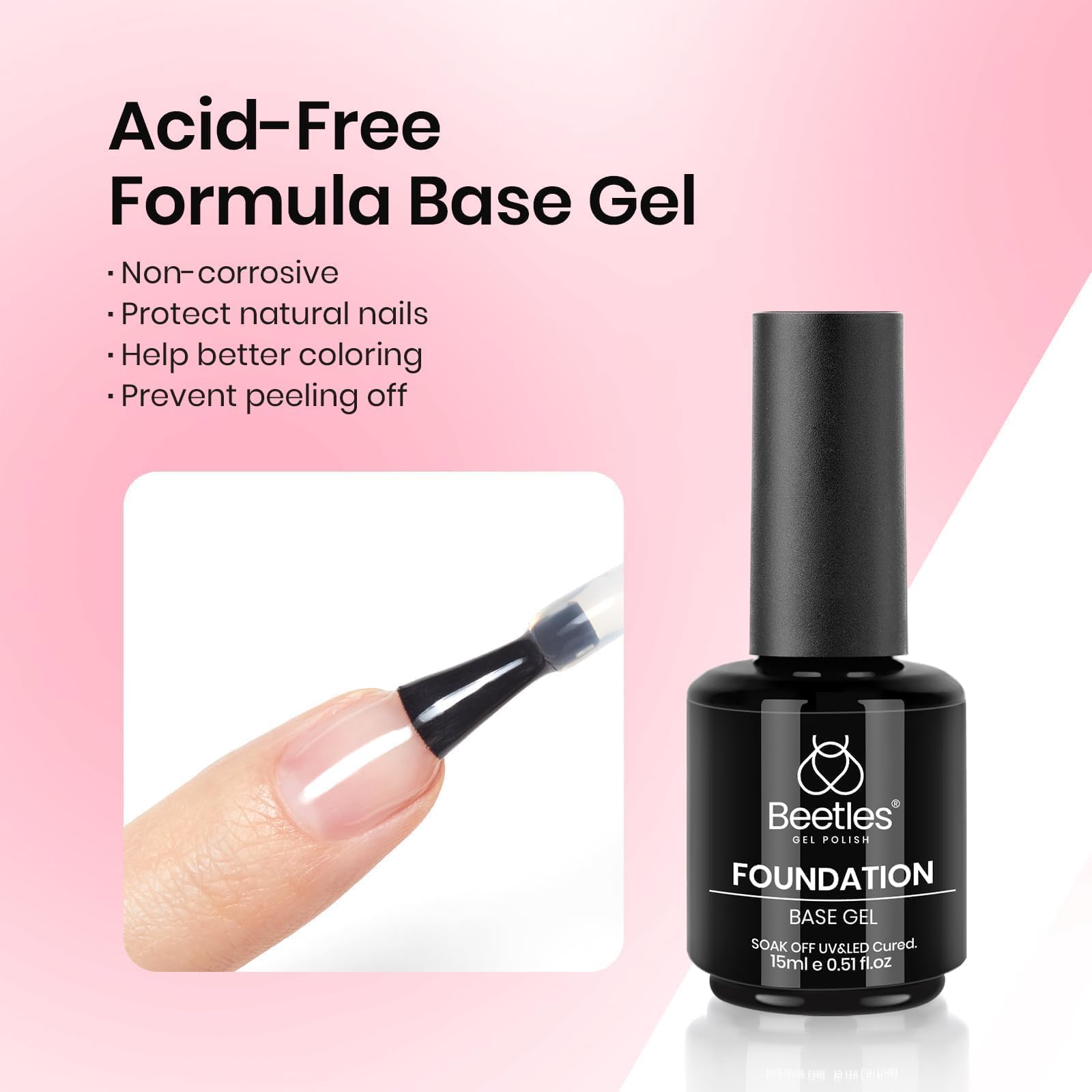 Beetles capa base 15 ml: adherencia mejorada y acabado suave.