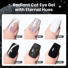 Beetles Gel Polish blanco negro con brillos para looks elegantes.