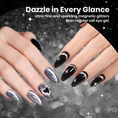 Beetles Gel Polish brillo plateado para destellos sutiles.