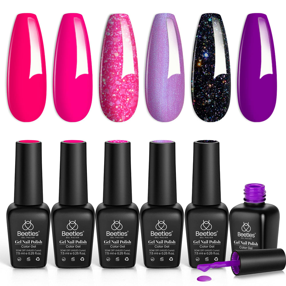 Beetles Gel Polish Glitter Rosa Llamativo para uñas duraderas