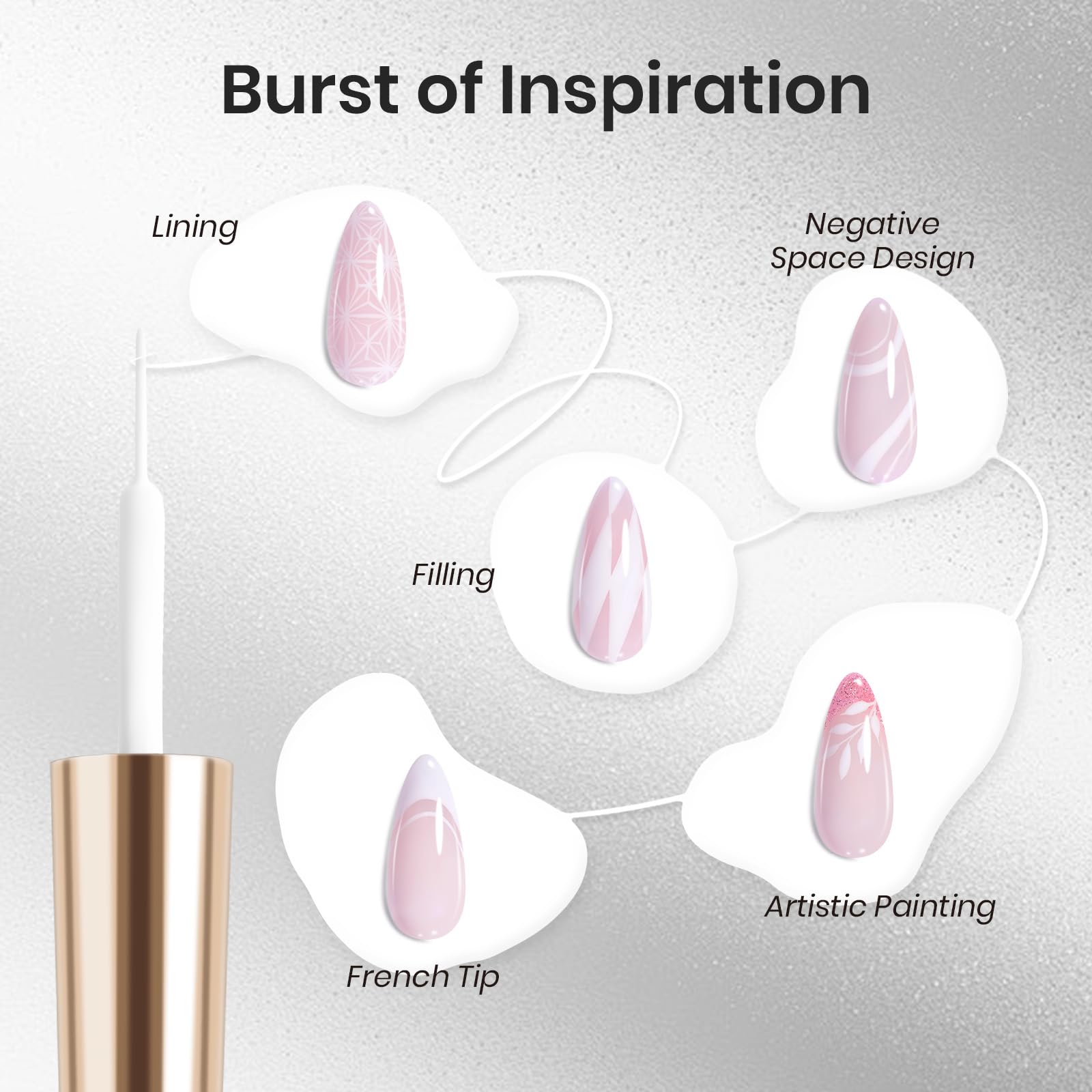 Beetles Gel Polish Brocha Ultra Fina 01mm ofrece control preciso para principiantes.