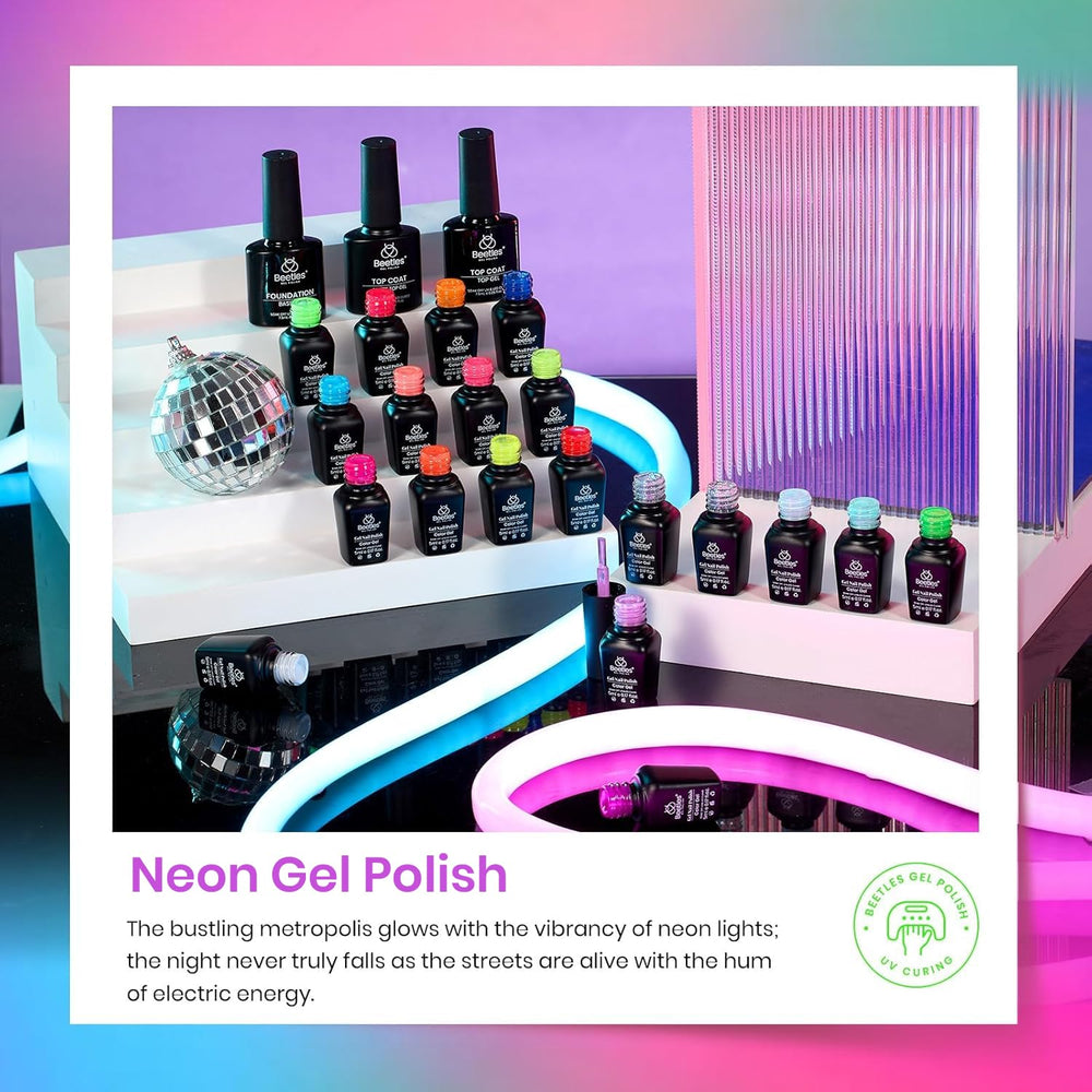 Beetles Gel Polish: caja regalo elegante para sorprender con manicuras brillantes y colores neon.