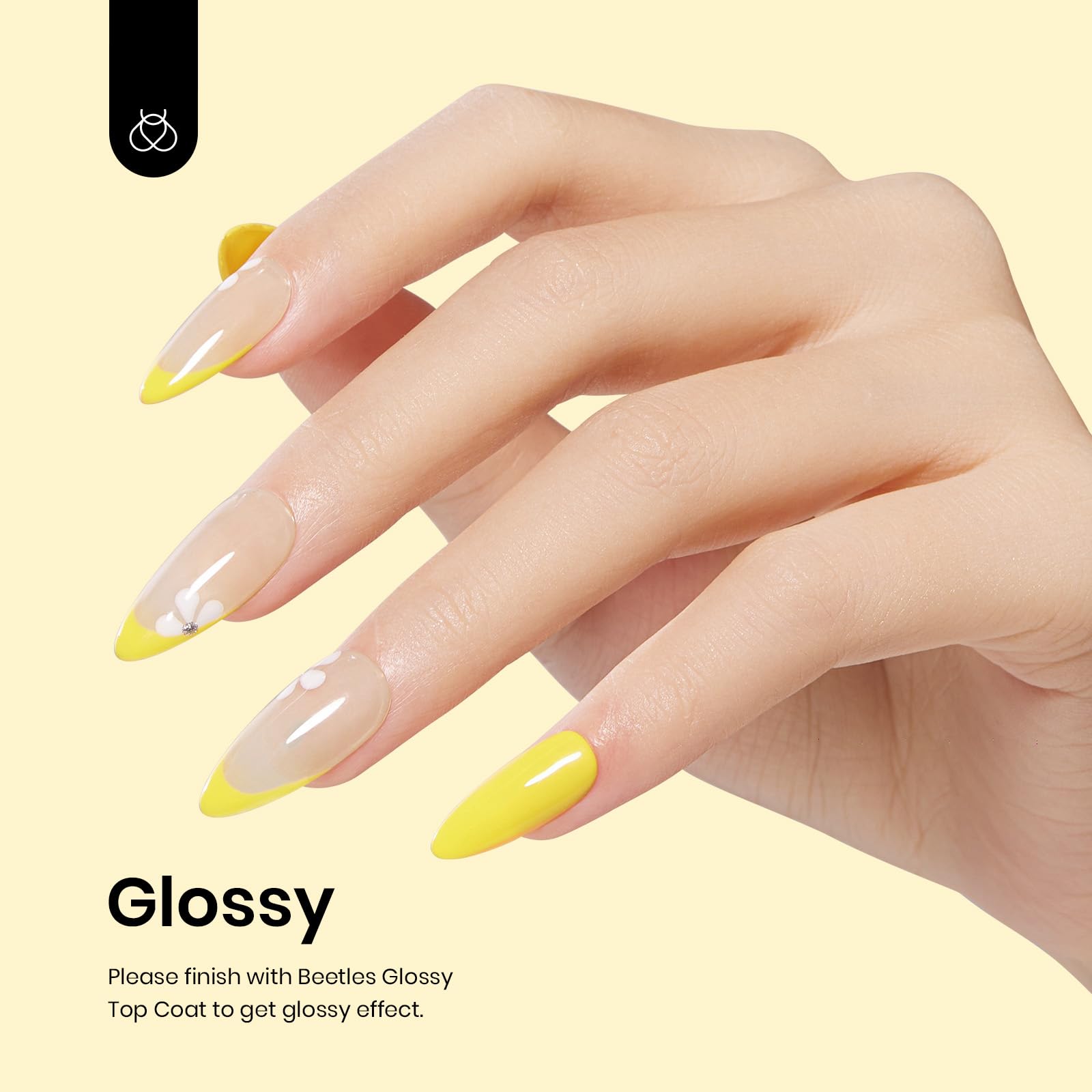 Beetles Canary Yellow brush stroke demonstrates easy application and even coverage.