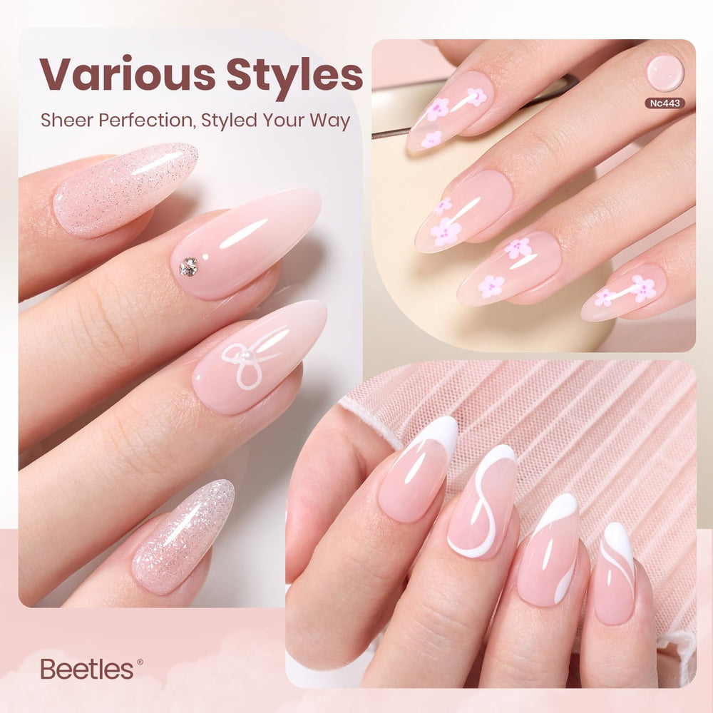 Beetles Cloud Wisp Nude, acabado brillante para uñas con apariencia sana.