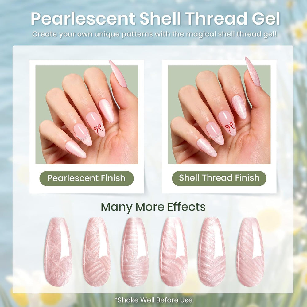 Beetles gel polish con efecto hilo concha para uñas decoradas
