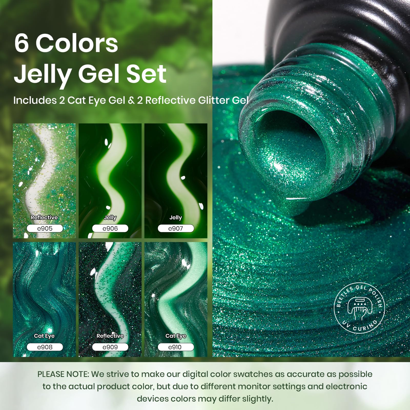 Beetles esmalte en gel con efecto ojo-gato; imán para diseños llamativos.