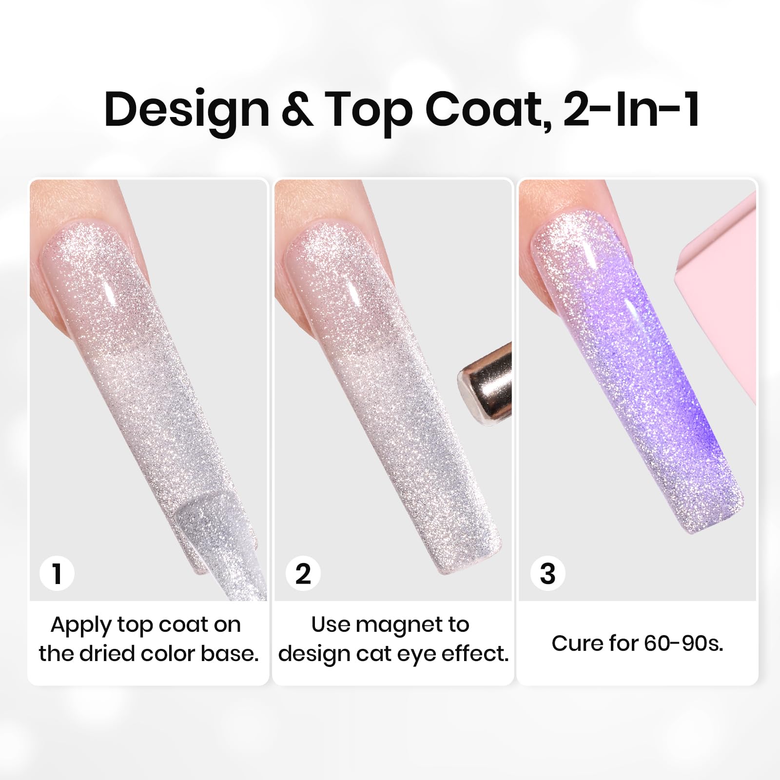 Beetles Gel Polish efecto ojo de gato, transforma cualquier color con reflejos atractivos.