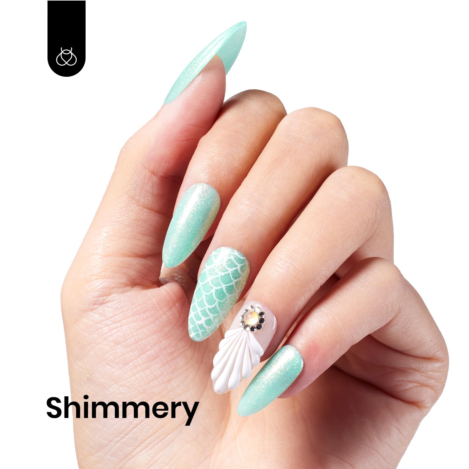 Beetles Gel Polish efecto sirena turquesa para acabado deslumbrante.