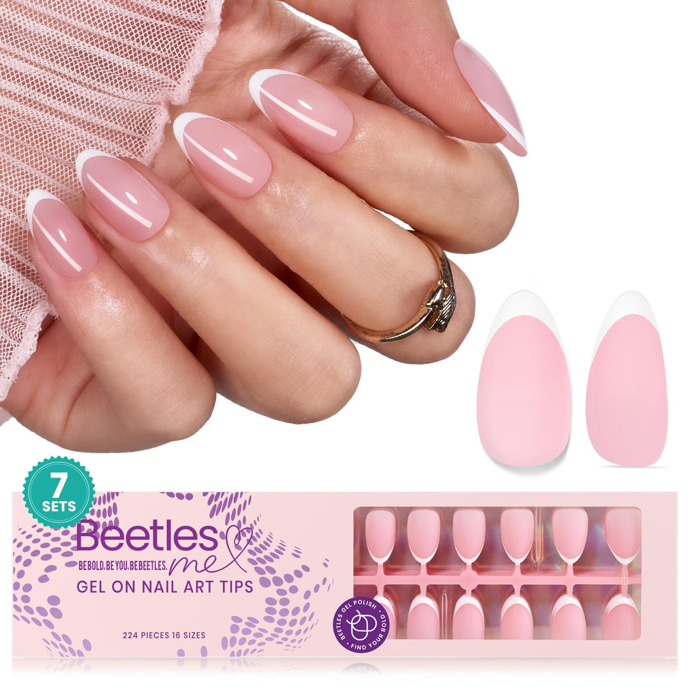 Beetles Gel Polish, puntas francesas rosadas, look elegante y rápido.