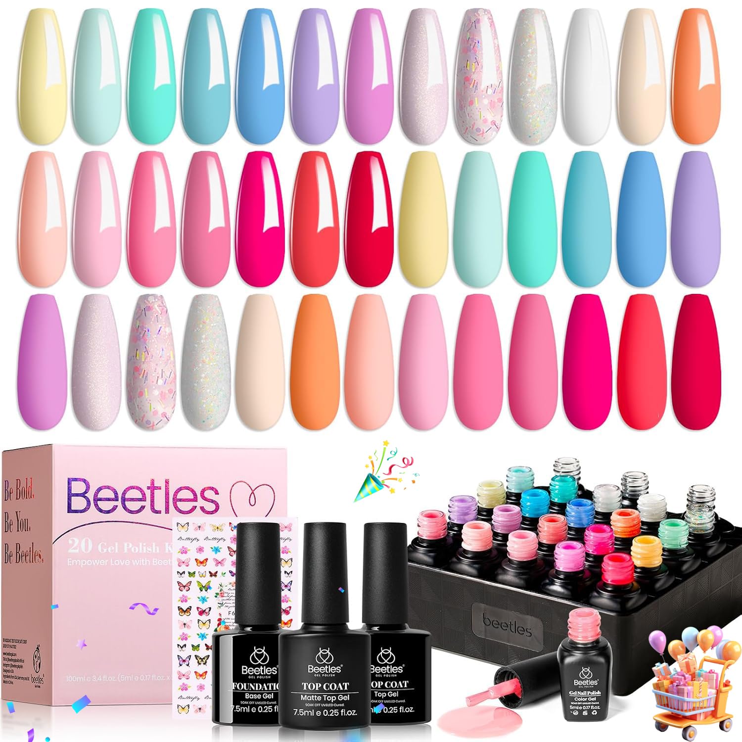 Beetles gel polish gift box packaging ready for gifting