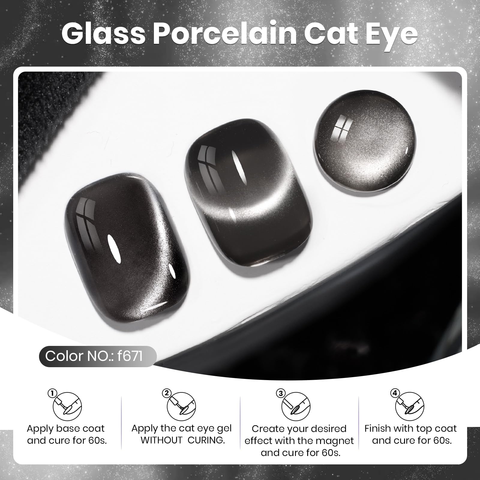 Beetles Gel Polish Cat Eye imán - muestra el efecto ojo de gato en casa