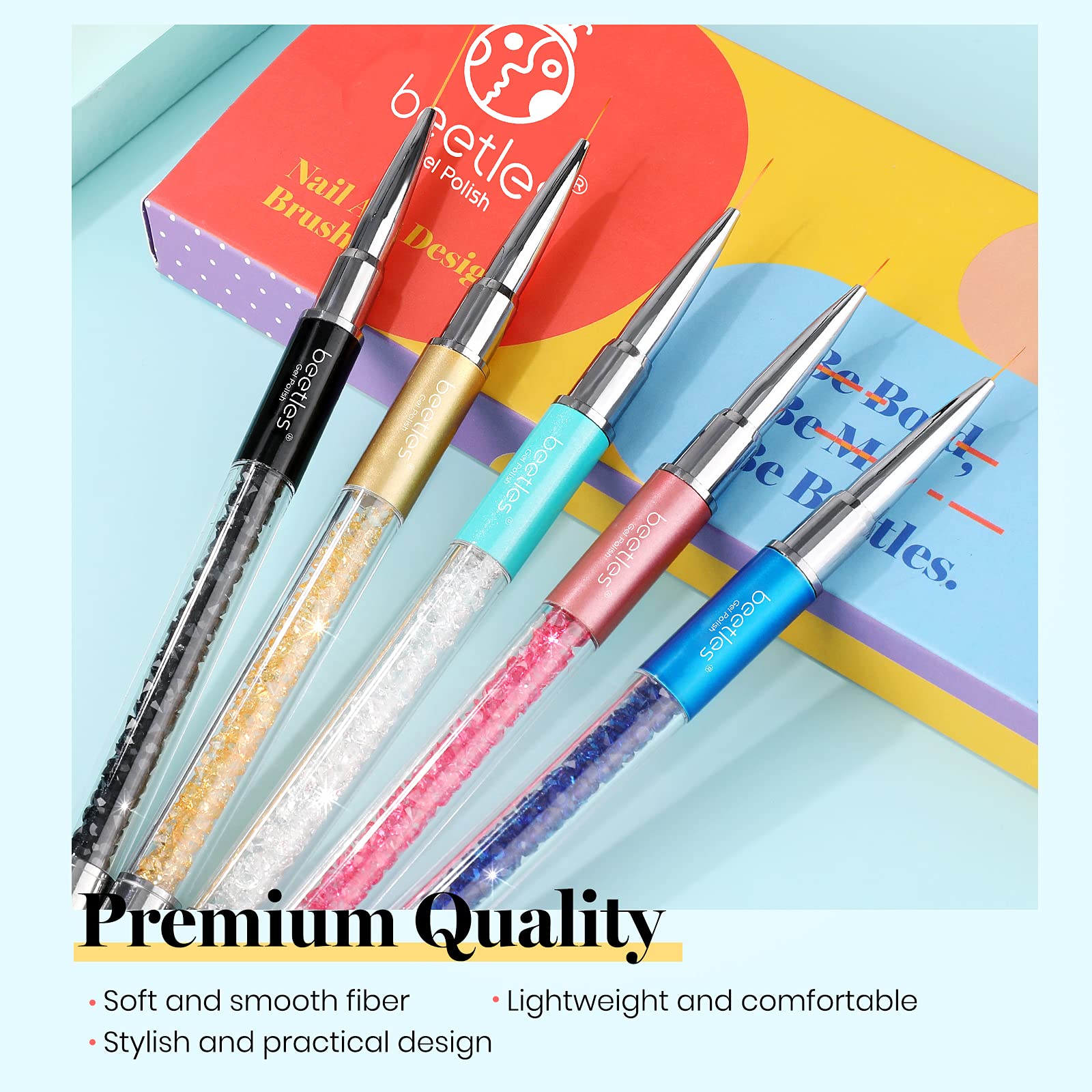 Beetles liner brush in hand demonstrates comfortable grip.