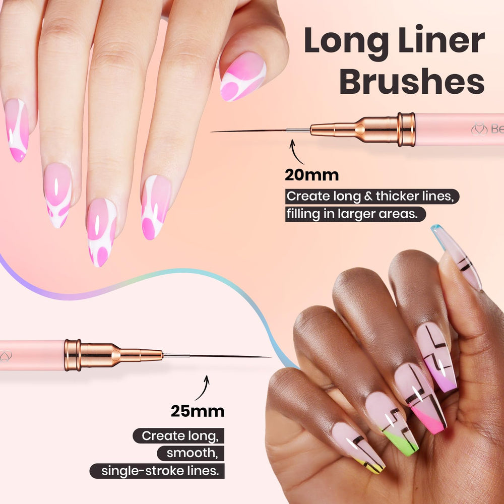 Beetles Gel Polish 20mm liner brush for extended line work in manicures