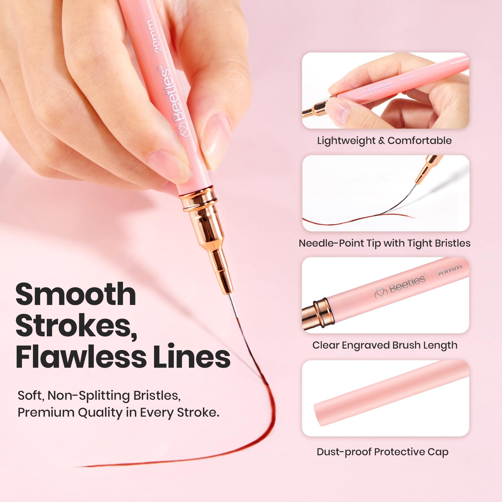 Beetles Gel Polish 25mm liner brush for bold long lines and accents