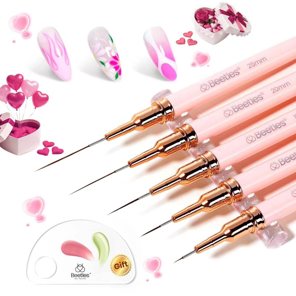 Beetles Gel Polish Nail Art Pens with palette holder showing organized setup for precise designs