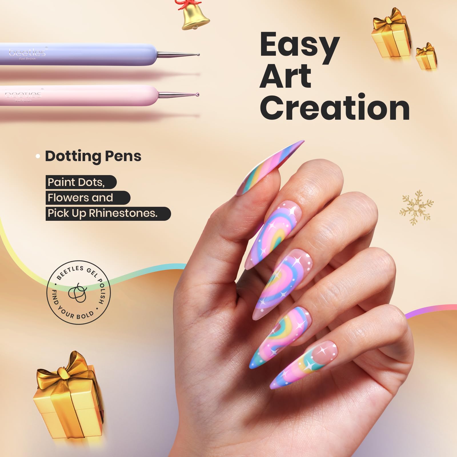 Beetles Gel Polish nail art wood alloy handle ergonomic grip