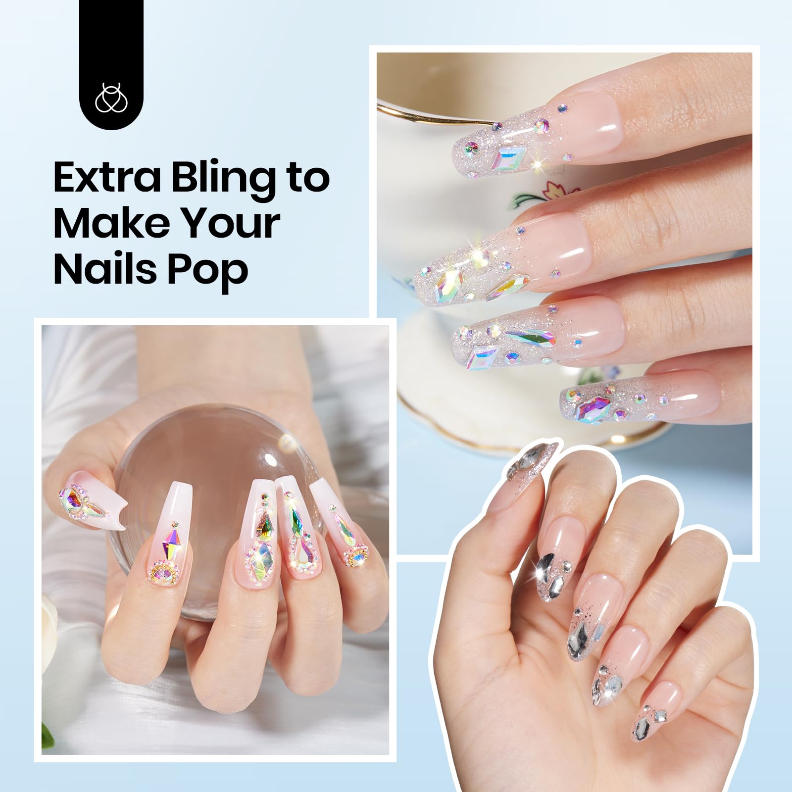 Beetles Gel Polish Nail Glue con pincel doble para aplicación precisa.