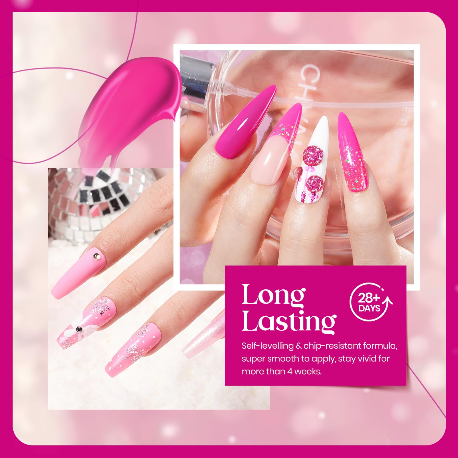 Beetles Pink Angel uso de base y top coat para mejor adherencia