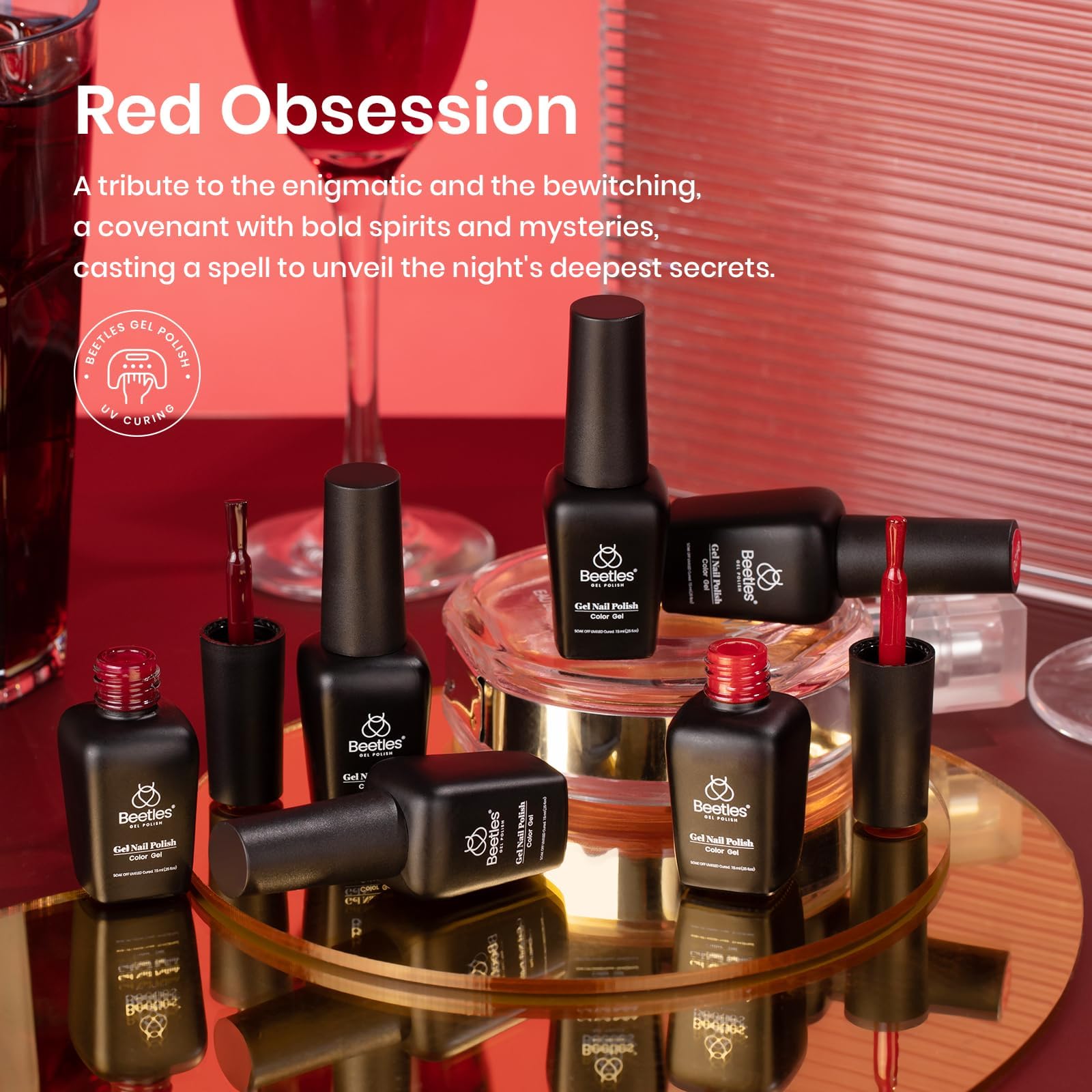 Beetles Gel Polish Rojo Claro con brillo para acabado suave.