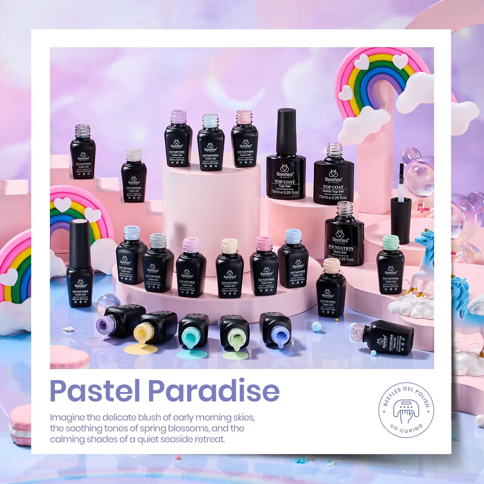 Beetles Gel Polish Set glossy top coat bottle delivers brilliant shine and durable finish