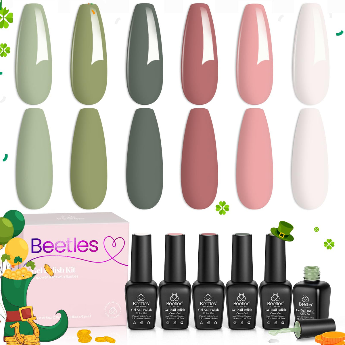 Beetles Gel Polish Set Primavera, caja-regalo elegante para uñas y looks diarios.