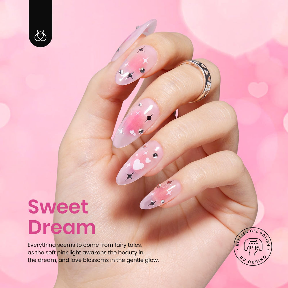 Beetles Gel Polish rosa translúcido, tono suave para estilos delicados.