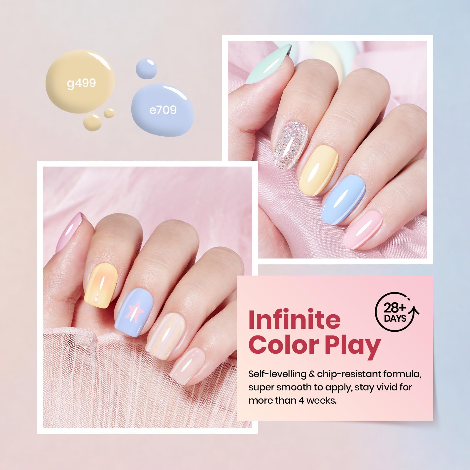 Beetles Gel Polish Soft Echo, tono rosa pastel, macaron style para uñas limpias