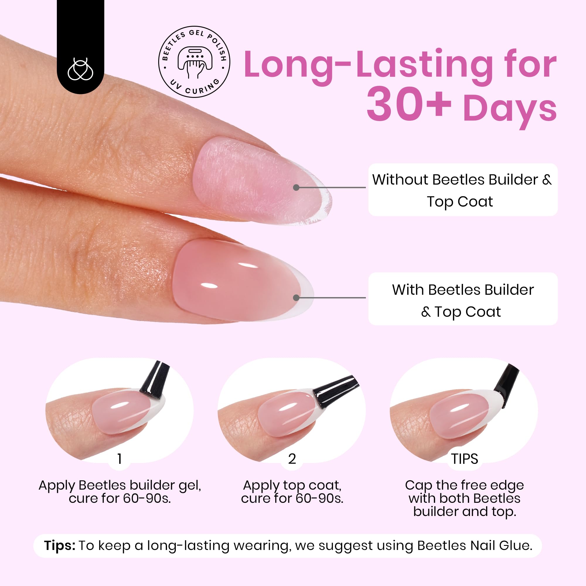 Beetles Gel Polish, no requiere limado, aplicación rápida con adhesión.