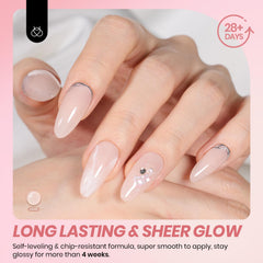 Beetles Gel Polish Whispers Love: muestras en uñas para ver transparencia.