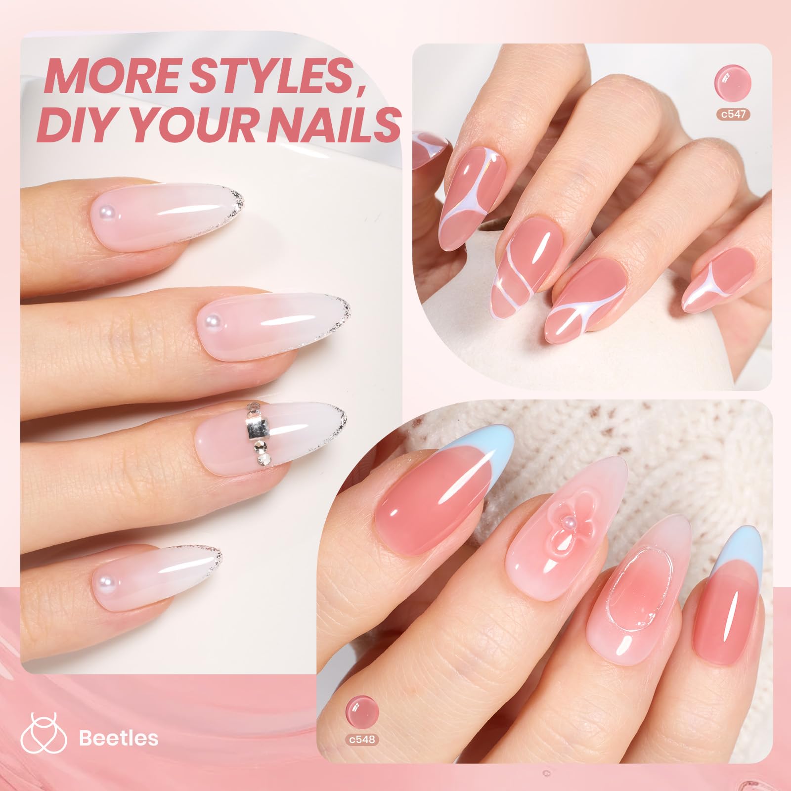 Beetles Gel Polish Whispers Love: tono blanco lechoso para un look suave.