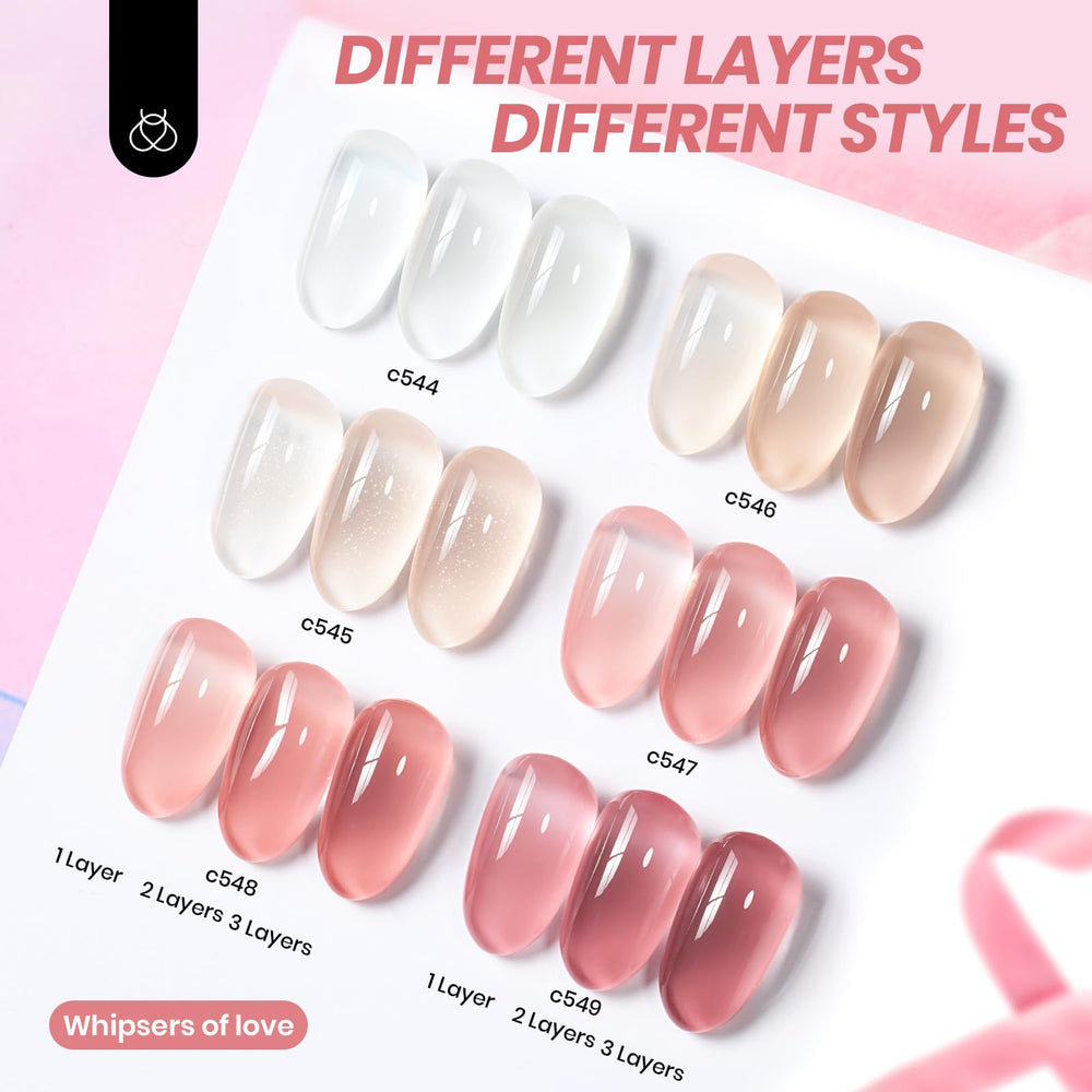 Beetles Gel Polish Whispers Love: botellas de 6 colores para estilos variados.