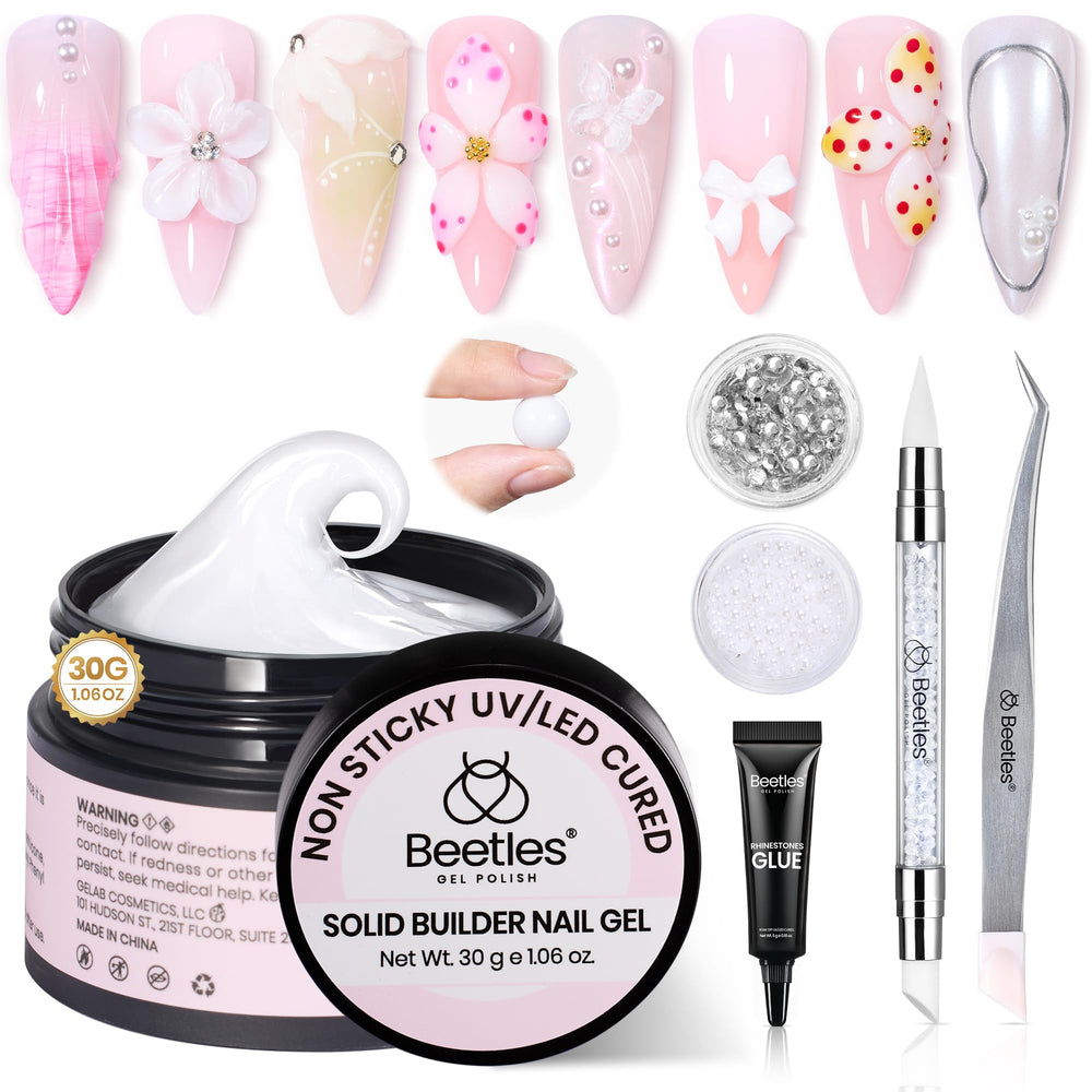 Beetles Gel Uñas arte 3D con cono nevado para diseños llamativos.