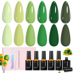 Beetles Set Gel Verde Pastel muestra manicura duradera y brillante.
