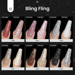 Beetles Glitter Gel Nail Polish color c315: brillo multicolor para acabado deslumbrante.