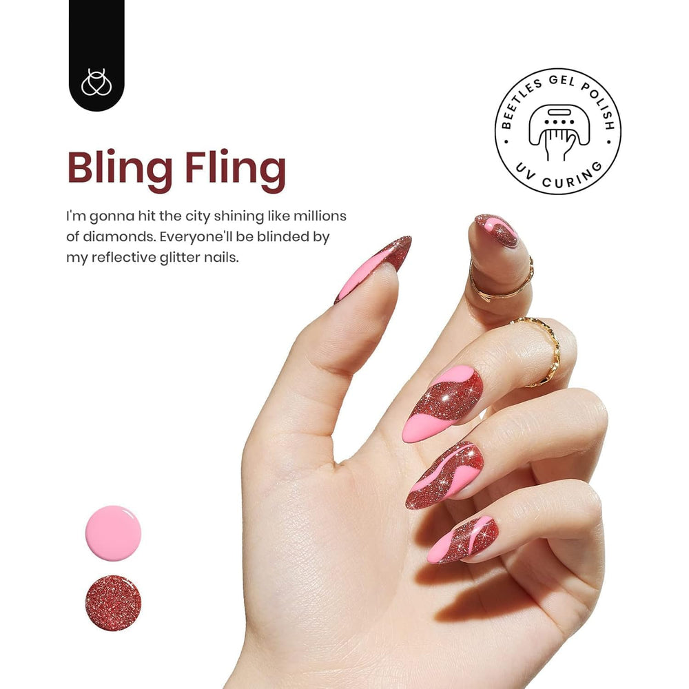 Beetles Glitter Gel Nail Polish color c316: brillo intenso y duradero para eventos.