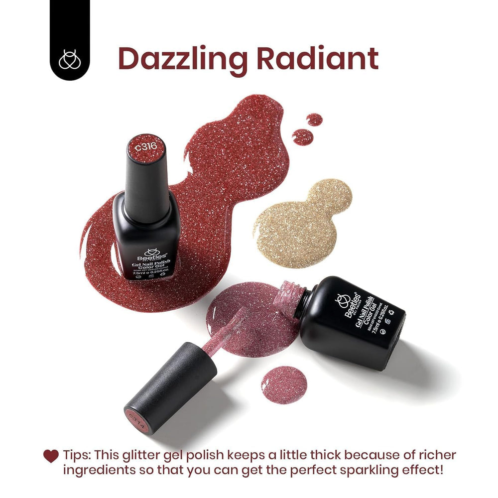 Beetles Glitter Gel Nail Polish color c318: cobertura suave para uso diario.