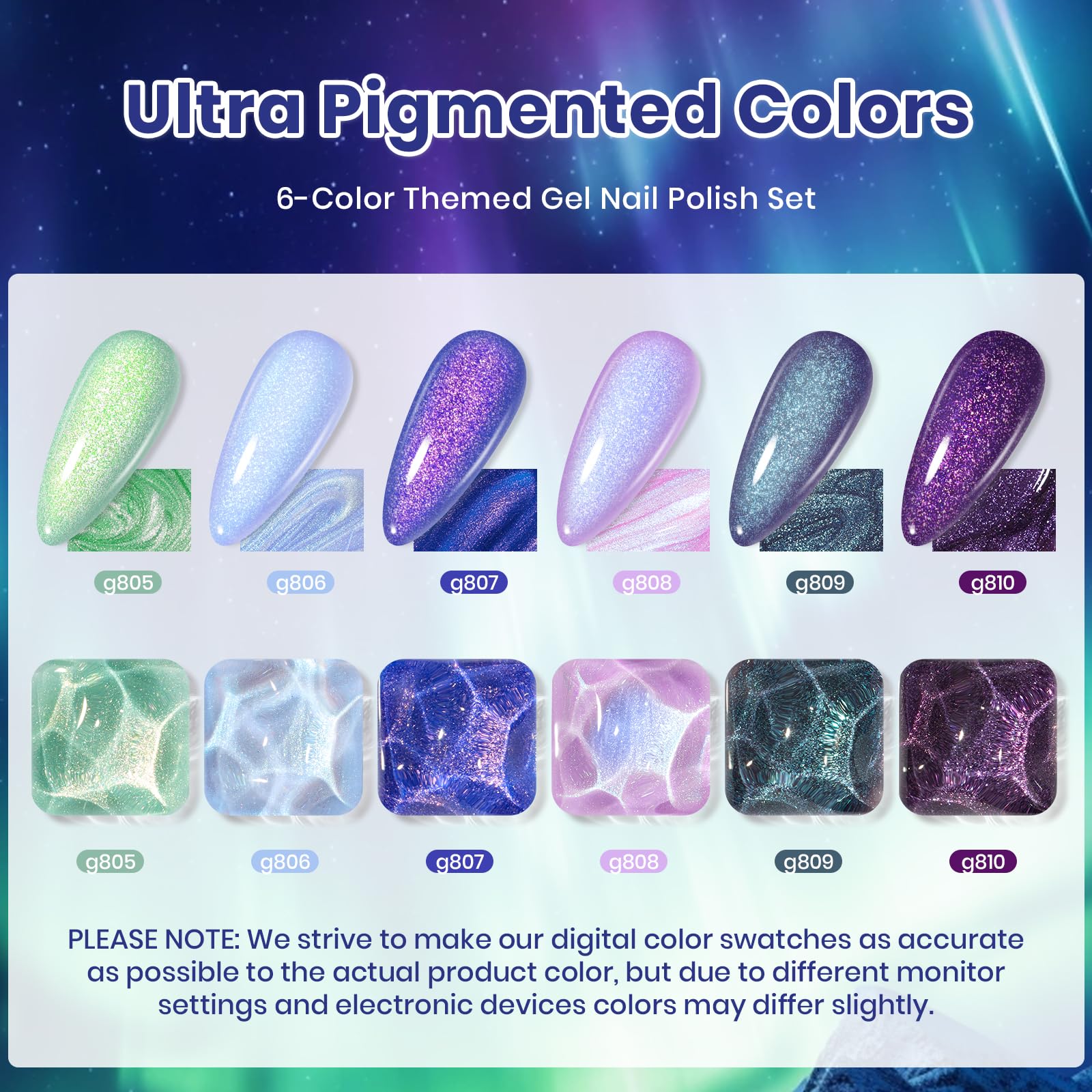 Beetles Glitter Gel Polish Kaleido Galaxy, arte de uñas destacado con colores vibrantes