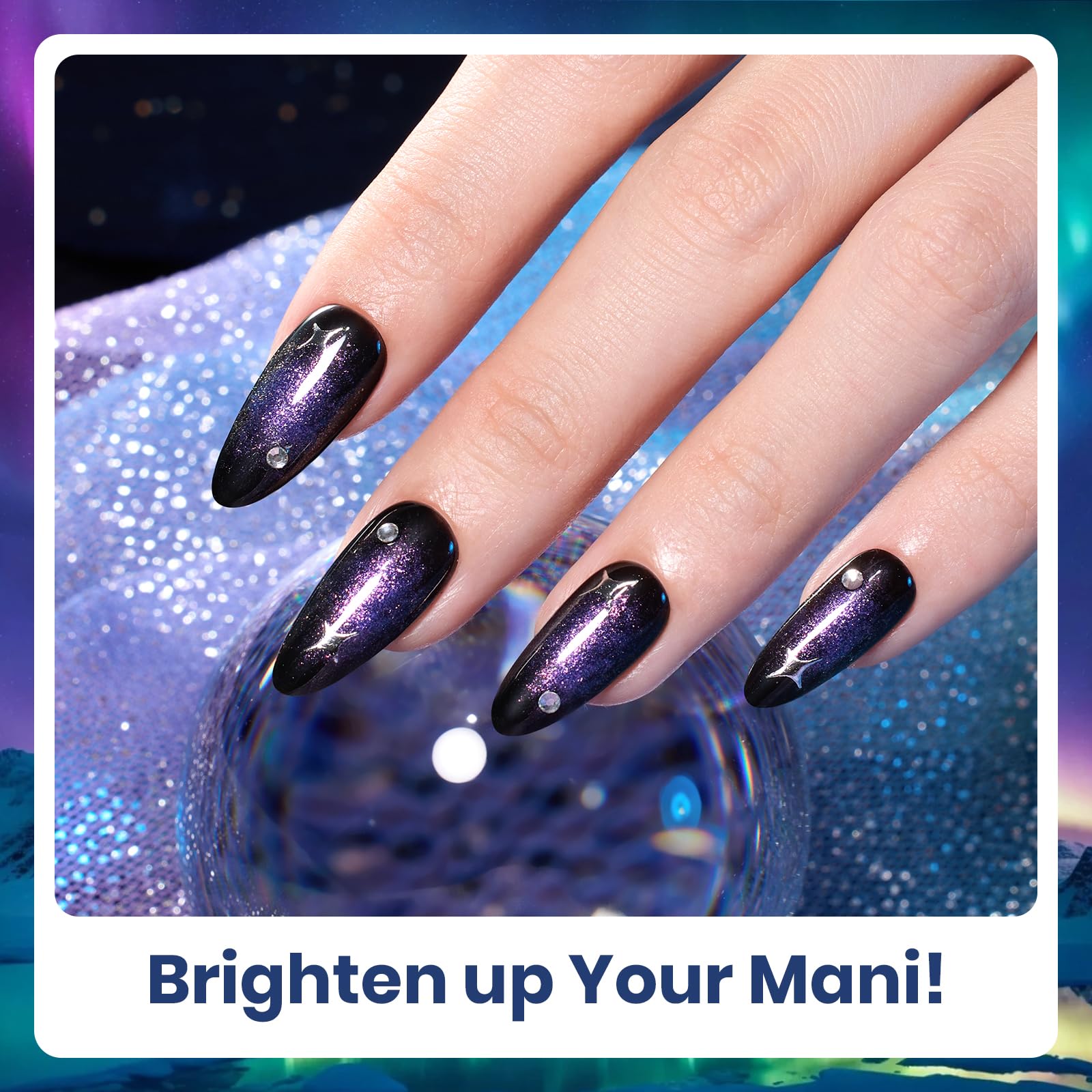Beetles Glitter Gel Polish Kaleido Galaxy, curado UV/LED para un acabado brillante y duradero