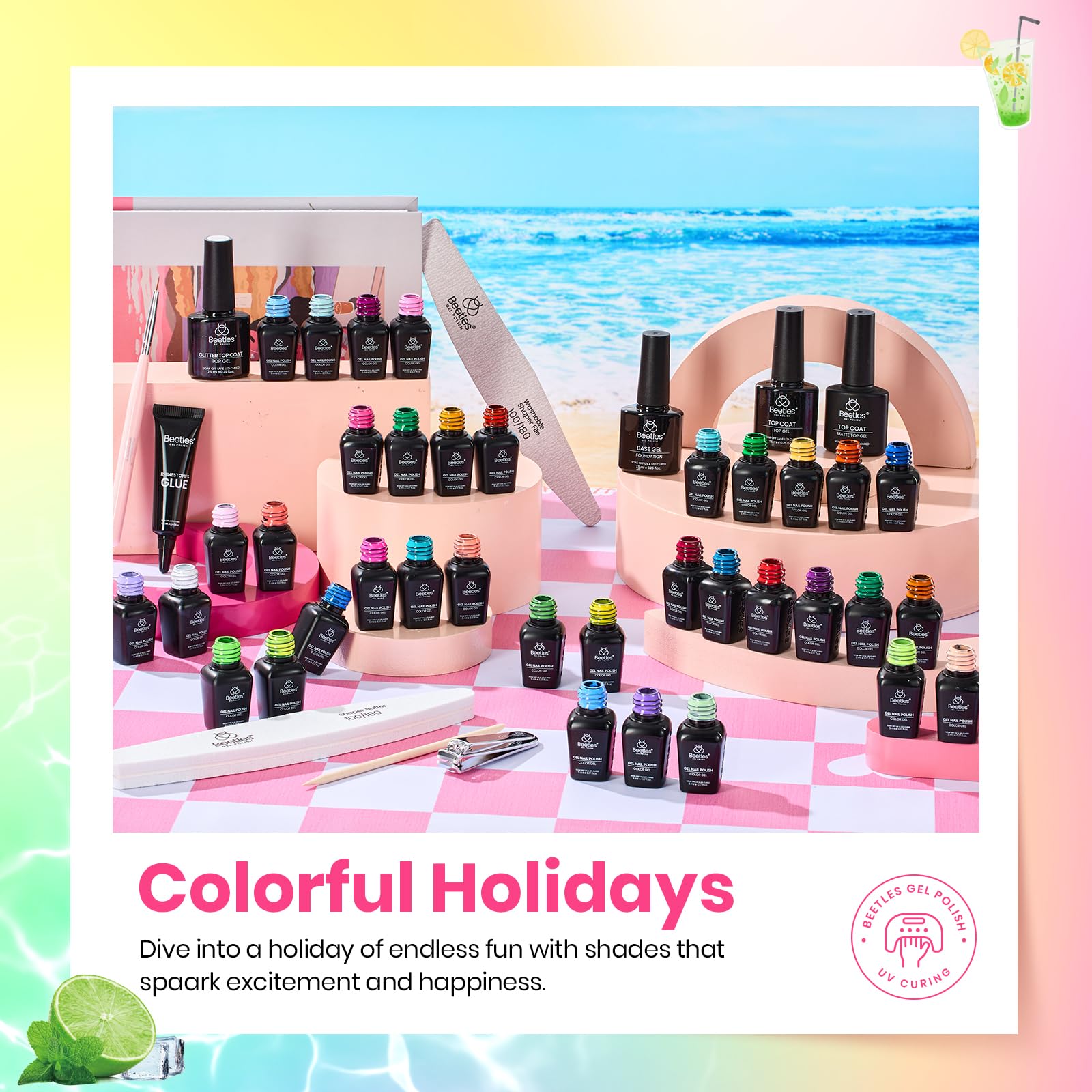 Beetles glossy top coat 7.5ml provides a shiny, long lasting finish.