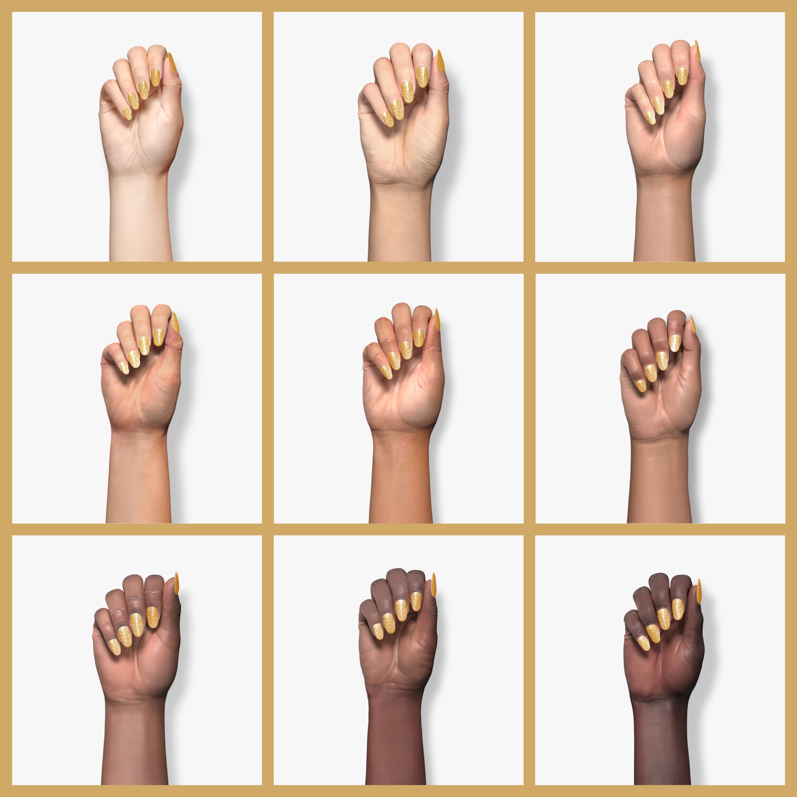 Beetles Gold Gel Polish application demonstrates smooth glide on nails.