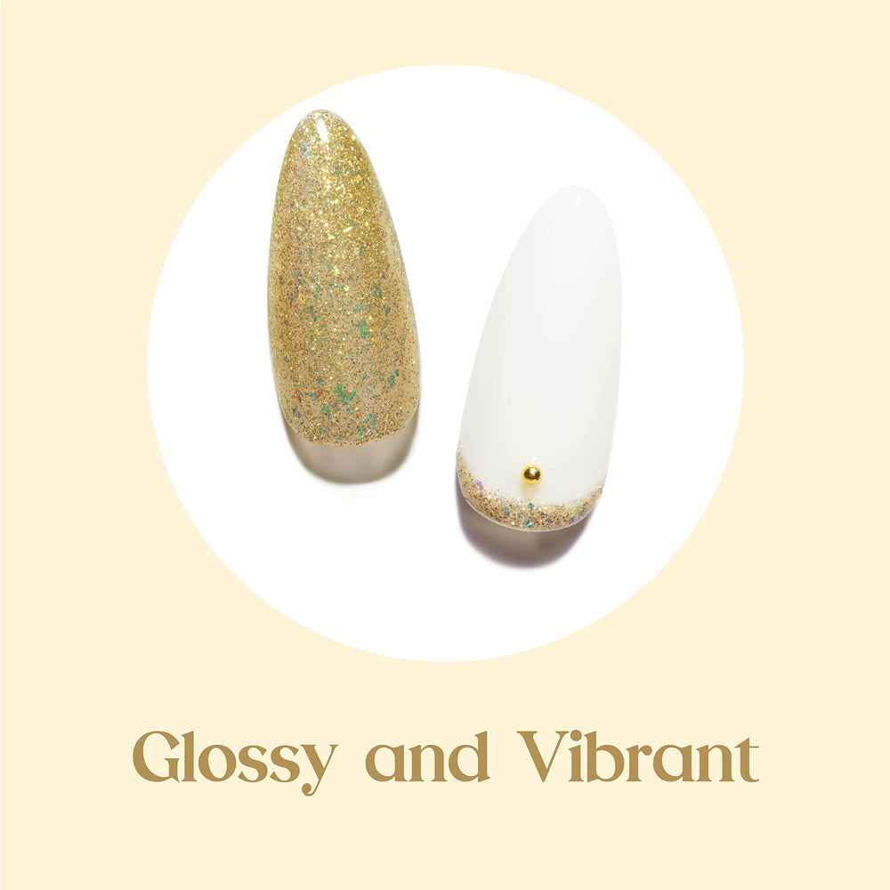Beetles Gold Gel Polish champagne gold glitter cap close-up highlights metallic shimmer.