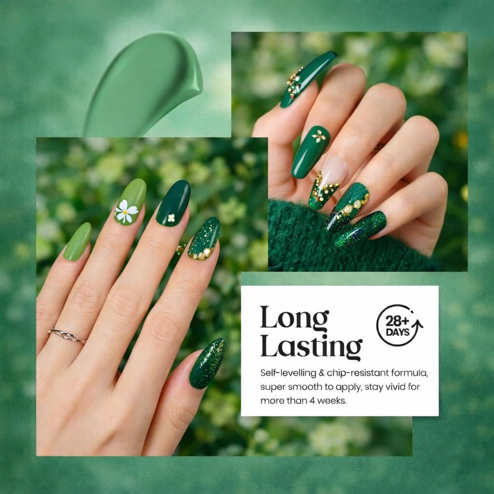 Beetles Green Gel Polish avocado glitter bottle adds sparkle to nails
