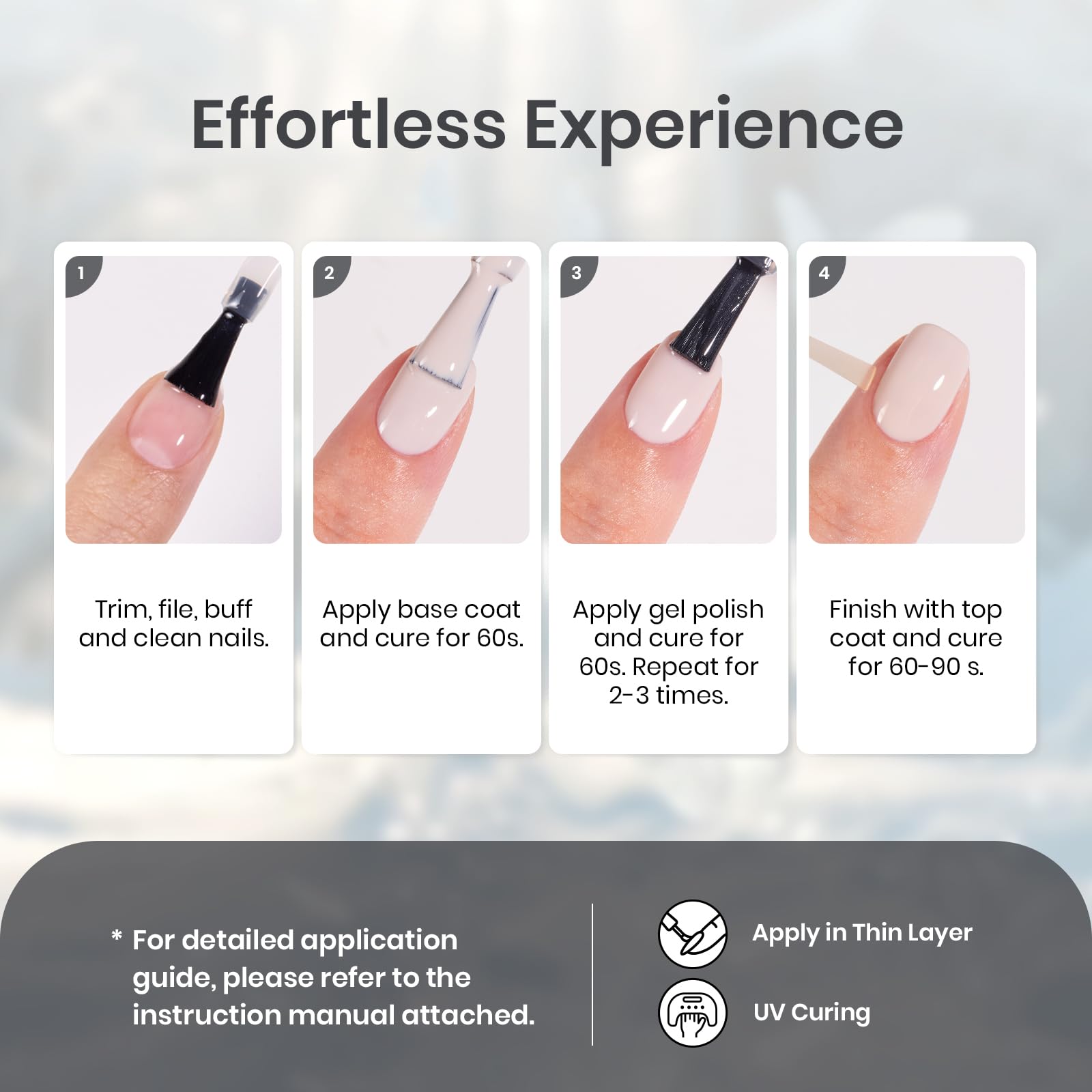 Beetles Gel Polish Set Gris tono gris claro: efecto suave para cualquier ocasión.