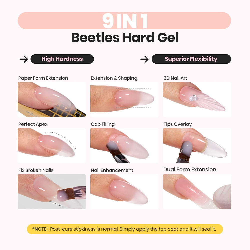 Beetles Hard Gel 100 forms enable precise nail shaping.