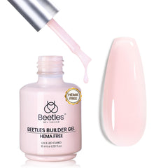 Beetles Gel Builder HEMA-Free botella Jelly Rosa, acabado elegante para uñas naturales en casa.