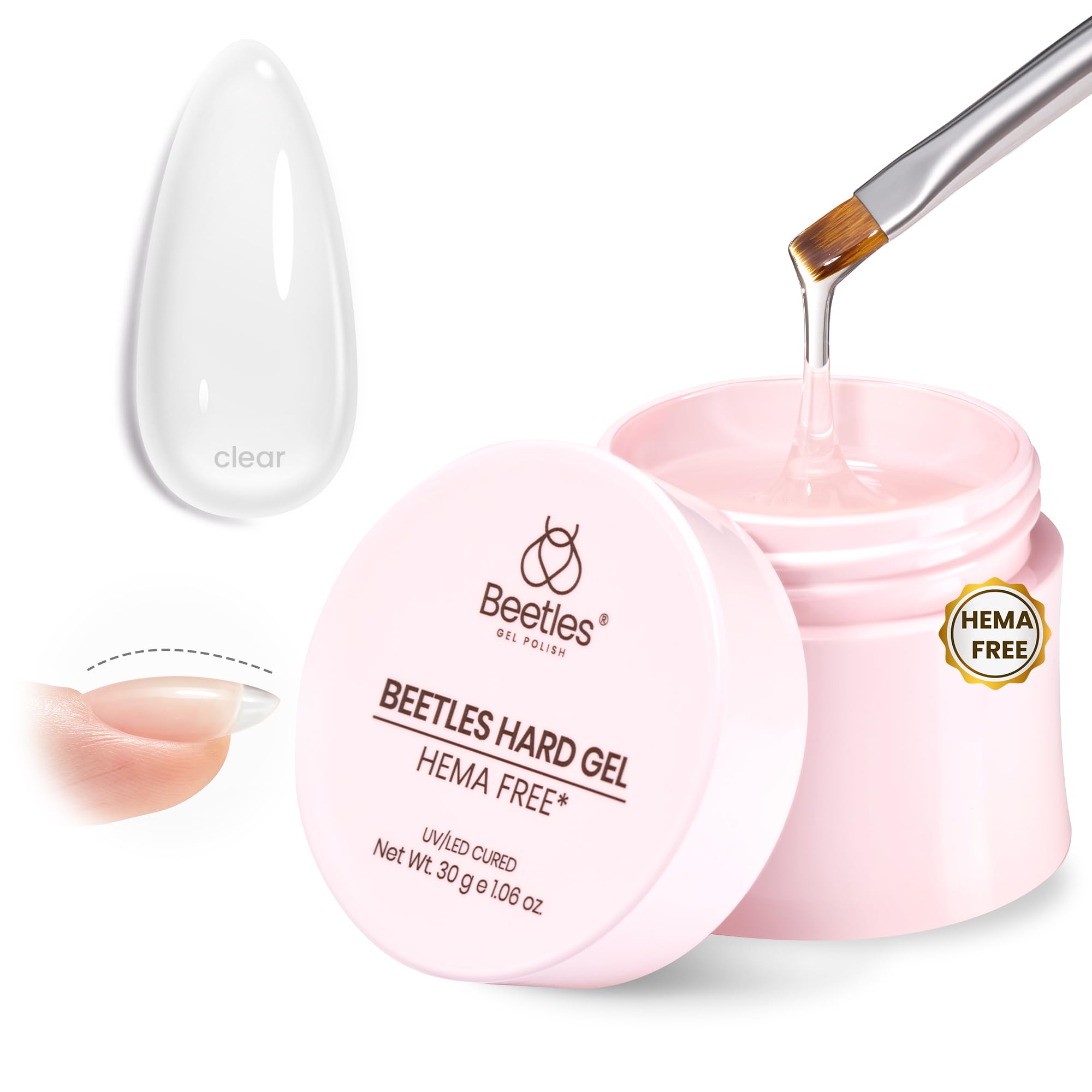 Beetles HEMA-free hard gel 1oz jar ready for safe extension work.