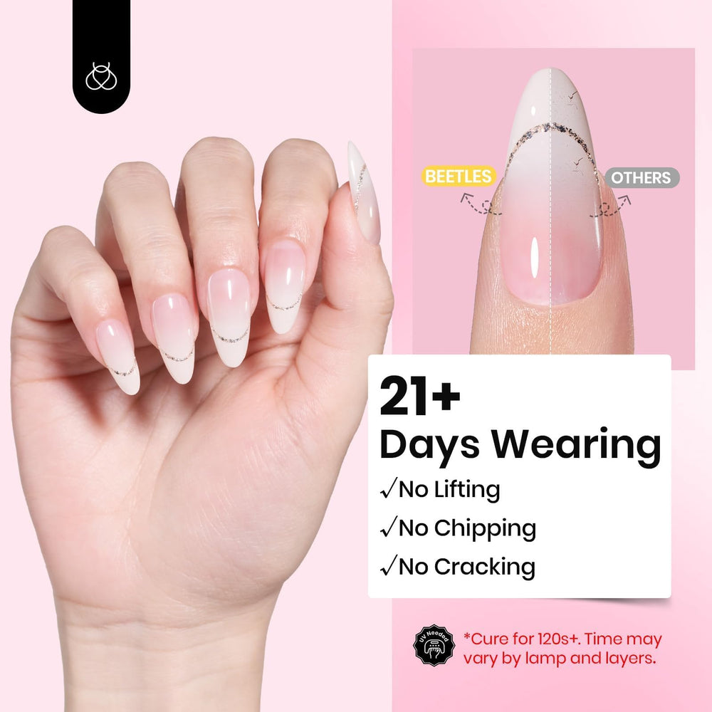 Beetles nails with a high-gloss finish after curing for salon shine.