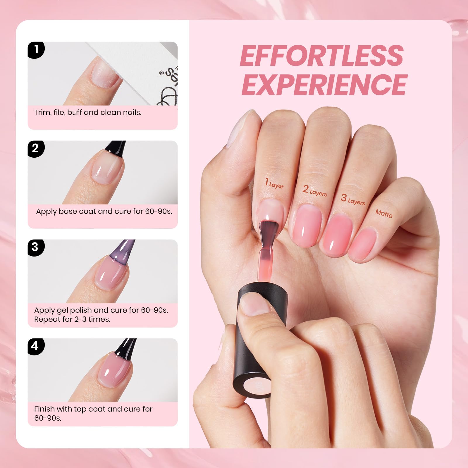 Beetles Jelly Gel Esmalte para uñas, curado con lámpara UV para manicura duradera.